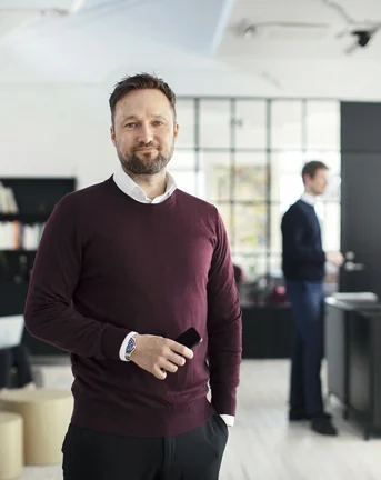 7N male staff standing in the Copenhagen office